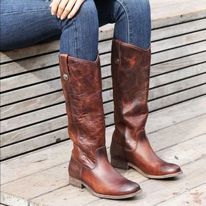 Frye Distressed Brown Leather Melissa Button Boot